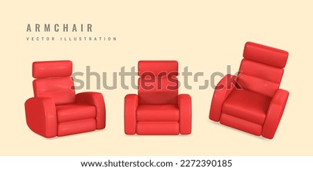 3d realistic Armchair with shadow in cartoon style. Vector illustration.