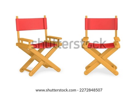3d realistic movie, film director chair in cartoon style. Vector illustration.
