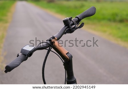 Image, Stock Photo close up handlebar of a bicycle