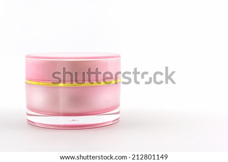 Cosmetics bottle, packaging on white background.