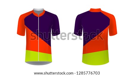 Sportswear templates. Designs for sublimation printing. Uniform blank for triathlon, cycling, cross country, run, marathon, race. Vector mocup. Team or uniform concept. Cycling tour kit design.