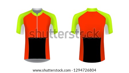 Sportswear templates. Designs for sublimation printing. Uniform blank for triathlon, cycling, cross country, run, marathon, race. Vector mocup. Team or uniform concept. Cycling tour kit design.