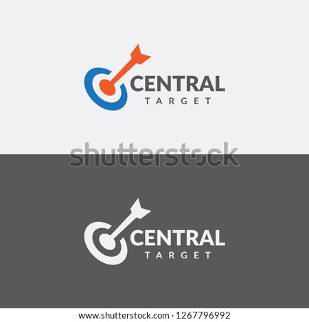 Central target logo or icon template with target circle and arrow