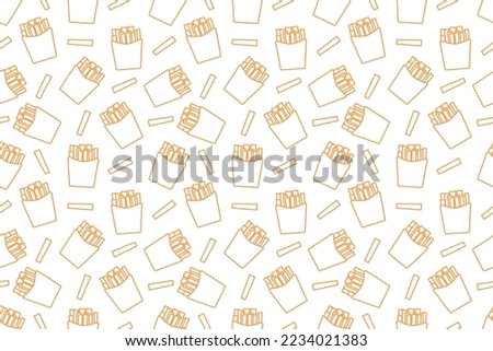 Fast food french fries line seamless pattern vector design