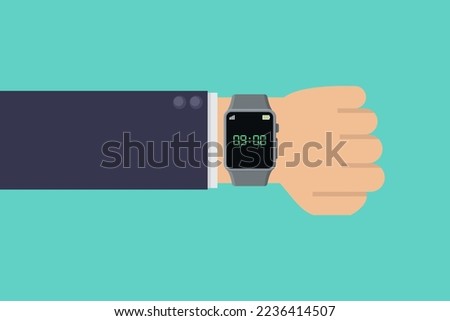 Businessman hand using smart watch vector illustration