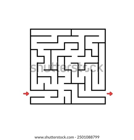 Abstract square maze. Game for kids. Puzzle for children. Labyrinth conundrum. Find the right path. Vector illustration.