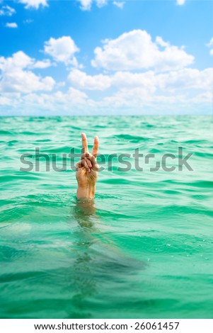 hand of man in sea