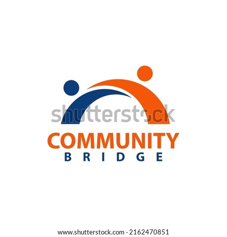 Bridge people community vector logo design