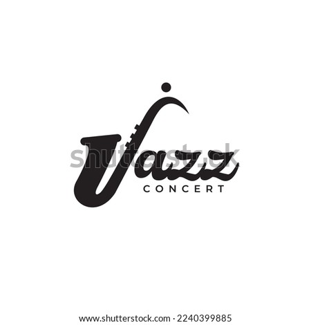 Jazz concert logo incorporated with saxophone symbol J letter