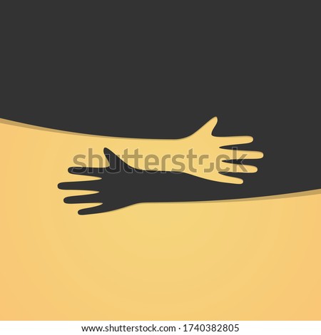 Hugging hands. Arm embrace, relationship hugged hands