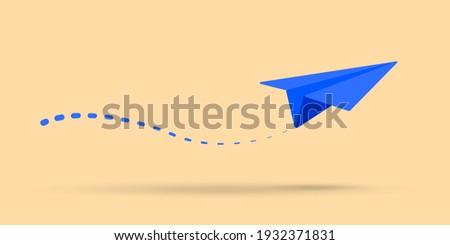 Paper plane with dushed line vector illustration