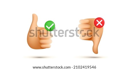 Thumb up and down sign icon illustration