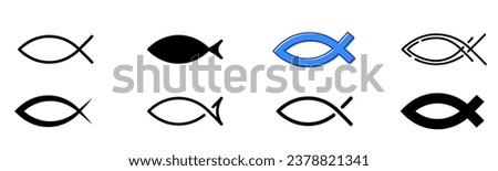 Fish christian symbol sign icon set