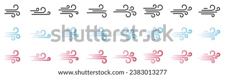 Blowing air lines icon. Blue and red weather symbol set png