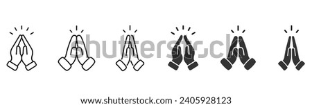 Folded hands. Pray icon, gratitude symbol