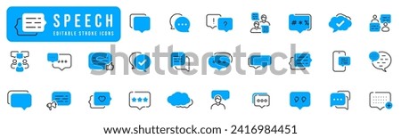 Speech bubble filled line icon set. Talk, people, man, user, dialog, chat, cloud etc.