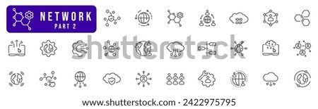 Network line icon set. Internet, data, cloud, team, connection, acces, etc. Editable stroke. Part 2