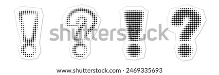 Comic question mark and exclamation point in pop art style illustration on transparent background