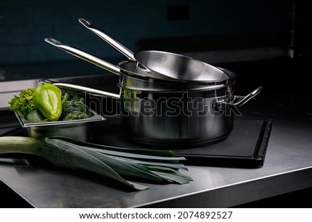 pots and pans on an iron table in the restaurant kitchen
 Foto stock © 