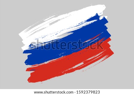 Flag of Russian Federation. Russia's tricolor brash concept. Horizontal vector Illustration isolated on gray background. 