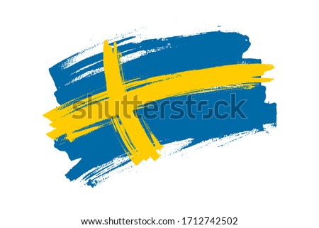 Flag of the Kingdom of Sweden. Sweden banner brush concept. Horizontal vector Illustration isolated on white background. 