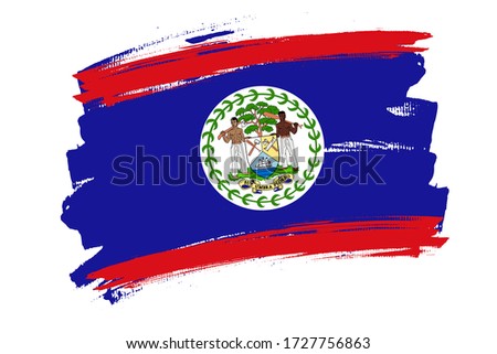 Flag of the Belize.  Belize banner brush concept. Horizontal vector Illustration isolated on white background. 