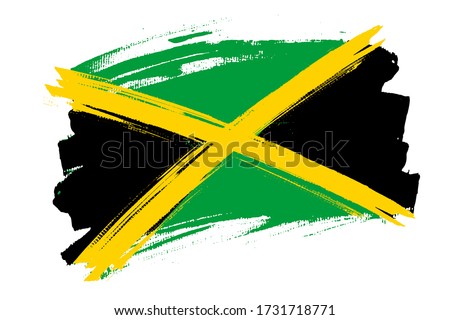 Flag of the Jamaica. Jamaica banner brush style. Horizontal vector Illustration isolated on white background.