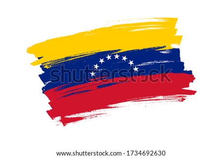Flag of the Bolivarian Republic of Venezuela. Venezuela tricolor brush concept. Horizontal vector Illustration isolated on white background.  