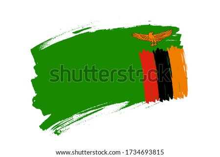Flag of the Republic of Zambia. Zambia banner brush concept. Horizontal vector Illustration isolated on white background.  