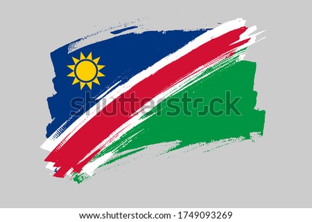 Flag of the Republic of Namibia. Namibia banner brush concept. Horizontal vector Illustration isolated on gray background.