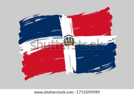 Flag of the Dominican Republic. Dominican Republic banner brush concept. Horizontal vector Illustration isolated on white background.