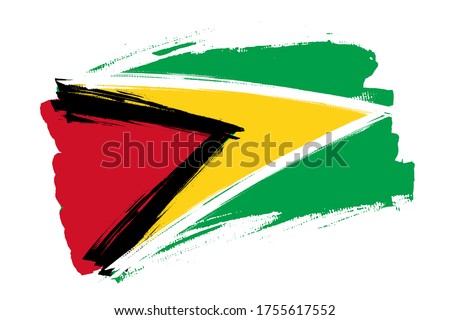 Flag of the Co-operative Republic of Guyana. Guyana banner brush concept. Horizontal vector Illustration isolated on white background.