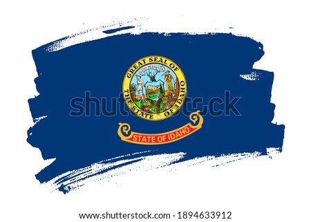 The Idaho state flag, USA. American state  banner brush style. Horizontal vector Illustration isolated on white background.  