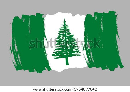 Flag of Norfolk Island, Australia. Australian island banner brush concept. Horizontal vector Illustration isolated on white background.  
