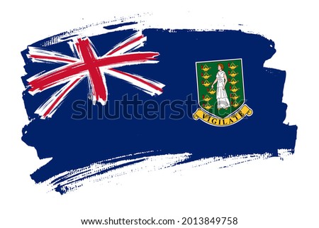 Flag of the British Virgin Islands, British Overseas Territory. Banner brush concept. Horizontal vector Illustration isolated on white background.  