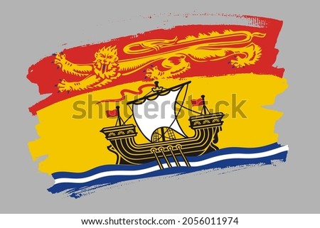 The New Brunswick flag, Canada. Canadian region banner brush style. Horizontal vector Illustration isolated on gray background.  