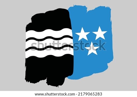 The Canton of Aargau flag, Switzerland. Swiss region  banner brush style. Horizontal vector Illustration isolated on gray background.  