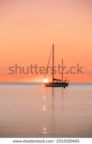 Image, Stock Photo Sunset over calm sea coast