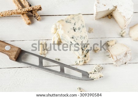 Blue And Goat Cheese On White Table