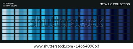 Metallic gradient. Metal effect. Blue color set. Dark and light blue palette. Holographic background template for screen, mobile, banner, label, tag. Chromium car texture. 