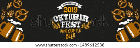 Oktoberfest handwritten typography header for signboard, greeting, invitation poster and card. Beer festival celebrated in October in Germany. Big folk festivities in Bavaria. Stock fotó © 