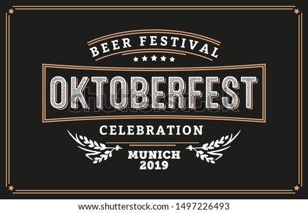 Oktoberfest beer festival. Header for greeting cards, poster invitation and beer coaster. The beer festival celebrated in October in Germany. Folk festivities in Bavaria.