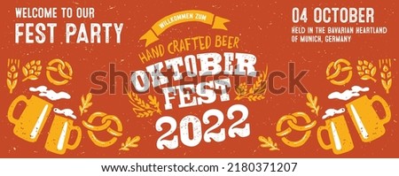 Oktoberfest party. Beer Festivale. Bavarian holiday. Handwritten typography header for signboard, greeting, invitation poster and card. Beer festival celebrated in October in Germany. Folk festival.