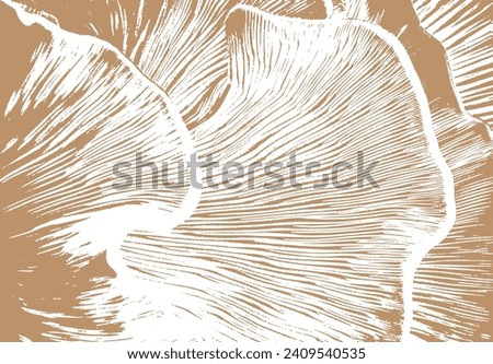 Gold Organic Pattern. Mushroom Texture. Nature Background. Membranous Shape. Wavy, Ornate Lines. Monochromatic Vector Background. Ornamental Texture, Decorative Pattern. Fashionable Template.
