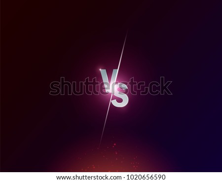 Blue neon versus logo vs letters for sports and fight competition. Battle vs match, game concept competitive vs. Vector illustration Stok fotoğraf © 