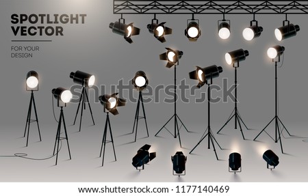 Spotlights realistic transparent background for show contest or interview vector illustration eps 10 商業照片 © 