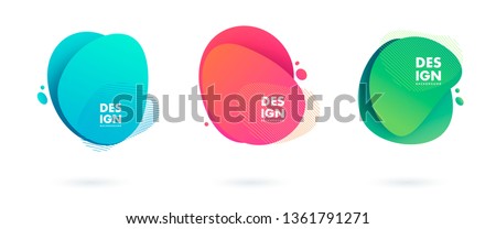 Set of abstract modern graphic elements. Dynamical colored forms and line. Gradient abstract banners with flowing liquid shapes. Template for the design of a logo, flyer or presentation. Vector. Imagine de stoc © 