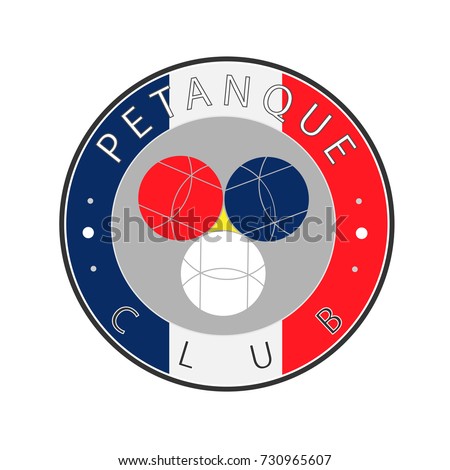 Petanque club logo design. Round vector illustration. Label of old French game bonche, bocce, petanque. Eps 10