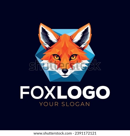 Low poly fox face logo template