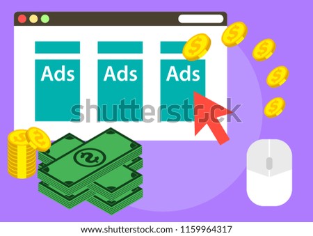 illustration of earning from advertising on website 